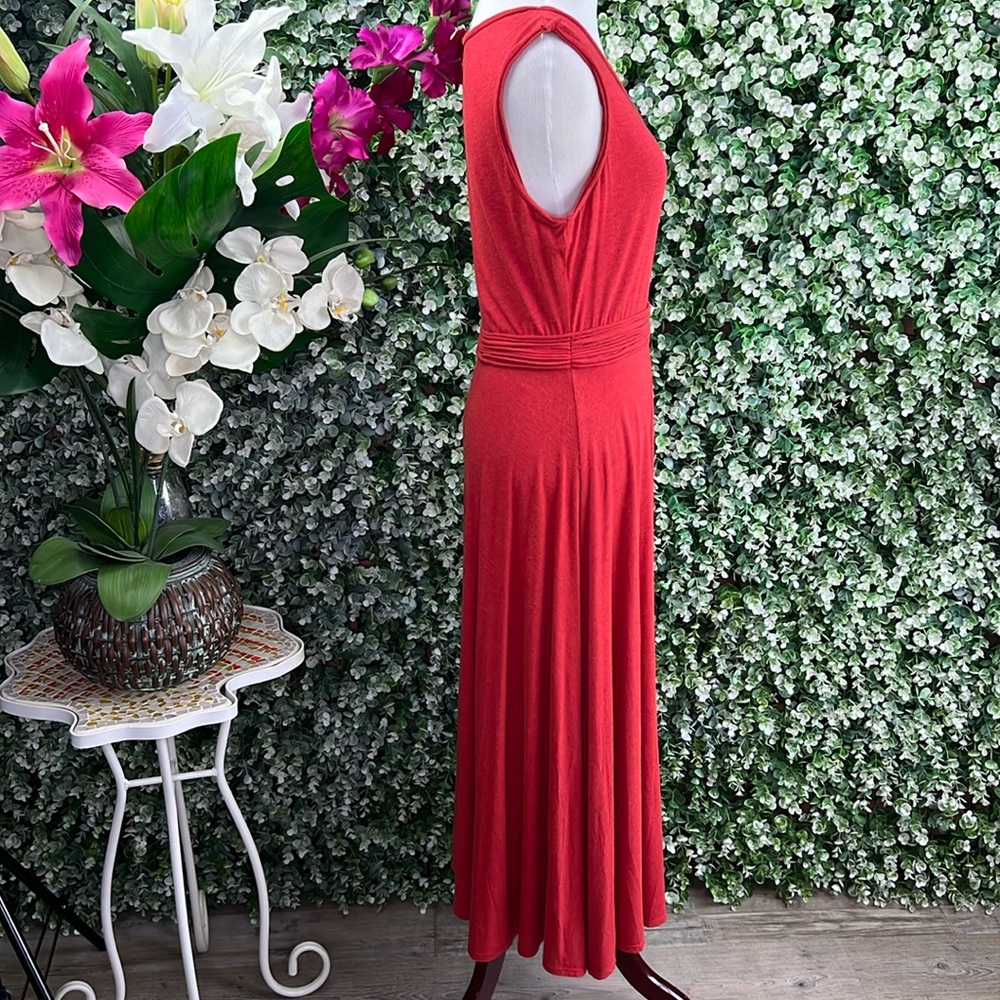 Max Studio Sleeveless Pumpkin Spice Red Orange Maxi Dress - Picture 4 of 11